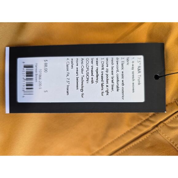 RHONE Men's 7.5" R&R Trunks in Harvest Brown size Small NWT - Picture 11 of 11